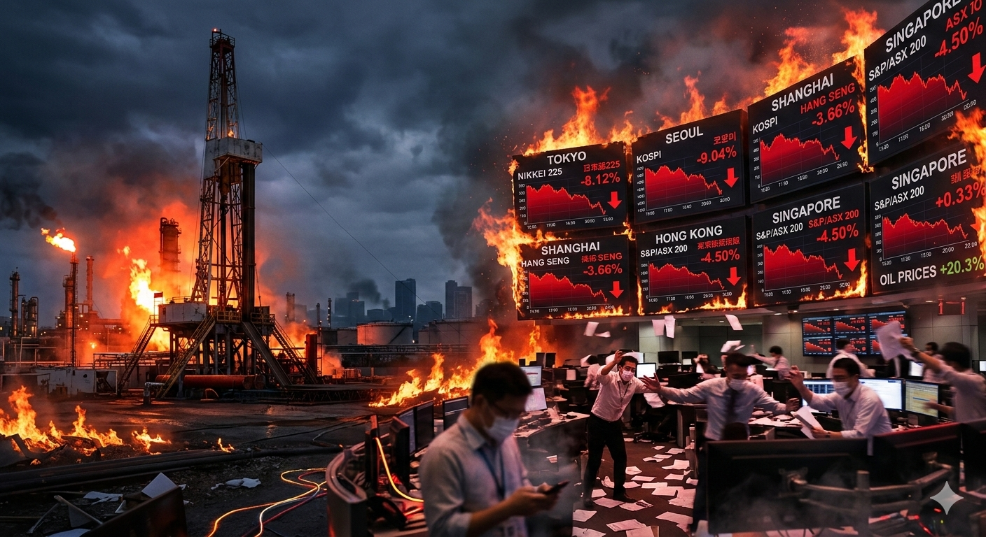 Thị trường chứng khoán châu Á chao đảo trước bóng ma chiến tranh và giá dầu leo thang